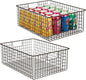 mDesign Metal Wire Food Storage Basket Organizer with Handles for Organizing Kitchen Cabinets, Pantry Shelf, Bathroom, Laundry Room, Closets, Garage - Concerto Collection - 2 Pack - Bronze