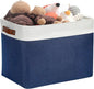 DULLEMELO Large Storage Baskets, Fabric Storage Bins for Organizing Foldable Linen Shelf Baskets for Clothes, Toys, Closet, Laundry (White&Blue,16"x12"x12"-1 Pack)
