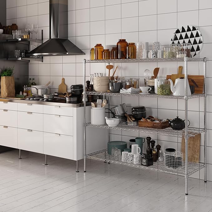 21" Deep x 54" Wide x 54" Height Wire Shelving Kit | 4-Tier | NSF Commercial Storage Rack Unit
