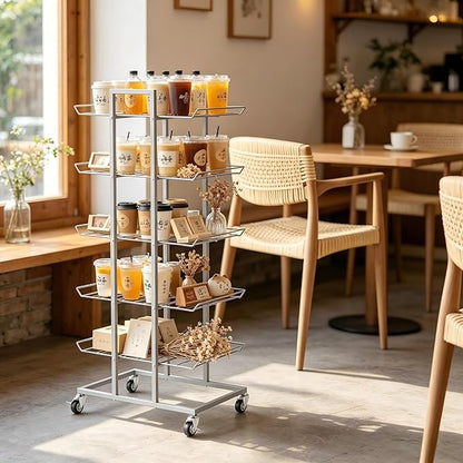 Water Bottle Organizer 5 Tier Water Bottle Holder Freestanding Storage Rack with Wheels Soda Can Organizer Shelf Stand for Floor Pantry Kitchen Classroom Food Storage, Black
