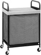 STORAGE MANIAC Rolling Laundry Hamper with Wheels 1-Section Laundry Sorter Rolling Laundrys Basket on Wheels with Removable Bag Clothes Hamper Laundrys Organizer Cart Bathroom Bedroom 90L Grey