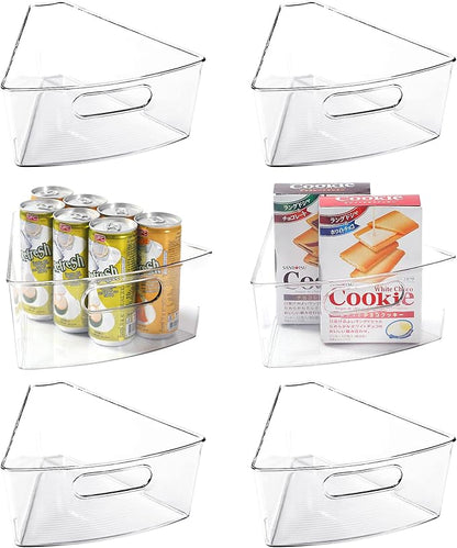 Leeden Lazy Susan Organizer for 28" Diameter Corner Lazy Susan, Plastic Kitchen Cabinet Storage Bins with Handle, 6 Packs, 1/8 Wedge - Food Safe, BPA Free