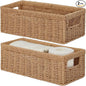 Vagusicc Wicker Storage Basket, Paper Rope Wicker Baskets with Handles, Toilet Paper Basket for Toilet Tank Top, Small Wicke Baskets for Organizing Shelves, 2-Pack, Natural