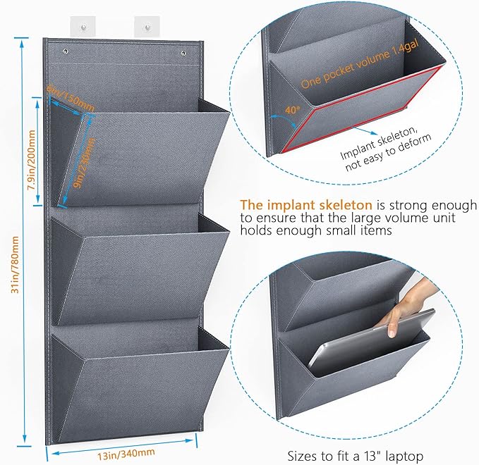 Wall Mounted Hanging Organizer 2Pack,Shoes Rack/Can Store 6Pairs of Plus-Size Sneakers,Also Stores Boots.with Sticky Hanging Mounts, Shoes Holder,Door Shoe Hangers (SM08-Gray-2)