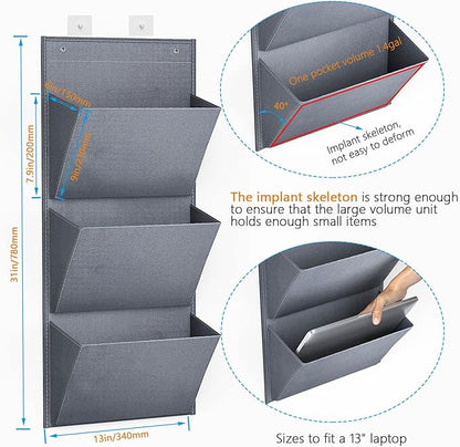 Wall Mounted Hanging Organizer 2Pack,Shoes Rack/Can Store 6Pairs of Plus-Size Sneakers,Also Stores Boots.with Sticky Hanging Mounts, Shoes Holder,Door Shoe Hangers (SM08-Gray-2)