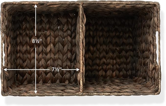 Casafield Stair Step Basket with Handles, Espresso Dark Brown - Woven Water Hyacinth Staircase Basket Storage Bin Organizer