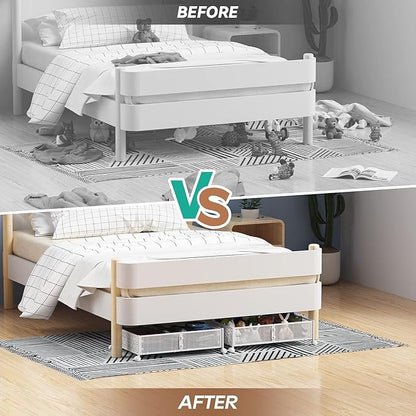 PHINOX Under Bed Storage, Under the Bed Storage Containers with Wheels, Under Bed Shoe Storage Organizer Drawer for Bedroom Clothes Shoes Blankets -4Pack