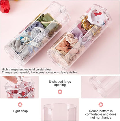 PH PandaHall 2pcs Scrunchie Holder Organizer Acrylic Hair Tie Organizer Stand with Lid Portable Hair Band Storage Display Hair Accessories Organizer Display for Women 2.7x7.6 Inch