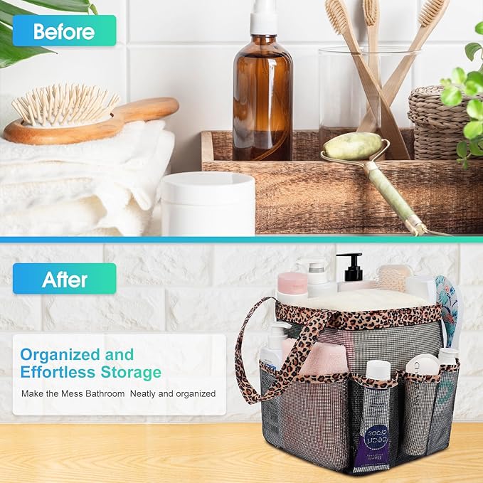 Attmu Mesh Shower Caddy Portable for College Dorm Room Camping Essentials, Shower Caddy Dorm with 9-Pockets, Large Capacity Hanging Basket Bathroom Bag for Toiletry, Swimming, Gym, Camp, Beach