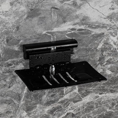 Detachable Soap Dish for Shower, 4 Slot Self-Adhesive Soap Holder for Bathroom, Wall Mounted Shower Soap Holder, Stainless Steel Soap Tray Black