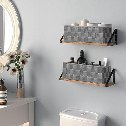 Posprica Woven Baskets, Storage Baskets for Organizing (Set of 8), Cube Baskets Bin Container Matching Storage Boxes Organizers for Pantry, Office, Shelves, Media-room