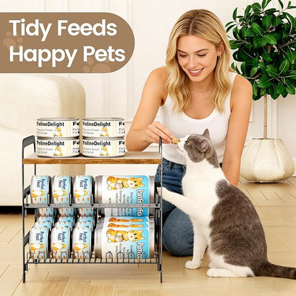 Can Organizer for Pantry Adjustable Cat Food Storage Container 2 Tier Canned Food Organizer for Human and Pet Holds up to 42 Cans Fifo Design