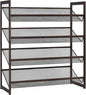 Tangkula 4-Tier Metal Shoe Rack, Stackable Flat & Slant Adjustable Shoe Storage Stand, Space Saving Shoes Shelf, Freestanding Shoes Rack Organizer for Entryway, Hallway