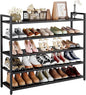 5-Tier Heavy Duty Metal Shoe Rack, 200 lbs Load Capacity Shoe Organizer with Reinforced Steel Tubes, No-Wobble Free Standing Shoe Shelf for Entryway, Closet, Bedroom, Dorm – Easy Assembly, Black