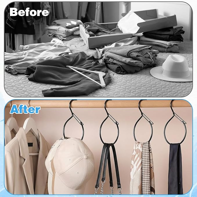 2Pack S Shaped Belt Organizer for Closet, Space Saving Belt Hanger Hook, Tie Scarf Hat Holder Storage, Bedroom Home Accessory