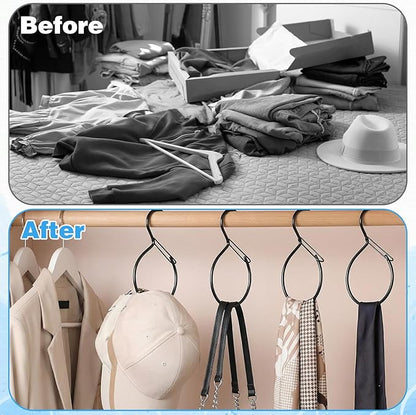 2Pack S Shaped Belt Organizer for Closet, Space Saving Belt Hanger Hook, Tie Scarf Hat Holder Storage, Bedroom Home Accessory