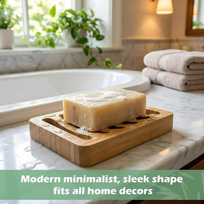 Soap Dish for Shower, 12 Pack Natural Bamboo Bar Soap Holder, Anti-Slip Design for Peace of Mind, Natural and Healthy