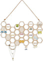 Heesch Hanging Earring Holder Honeycomb Earring Organizer Wall Mount Earring Display Wood Hanging Jewelry Organizer for Stud Earrings, Necklaces (Beech Wood Color)