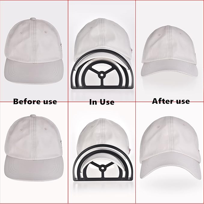 Hat Brim Bender 2-Pack – Dual Slot Hat Curving Tool for Baseball Caps, Fitted Hats & Visors, Perfect Curve, Steaming Optional, Easy to Use, Black
