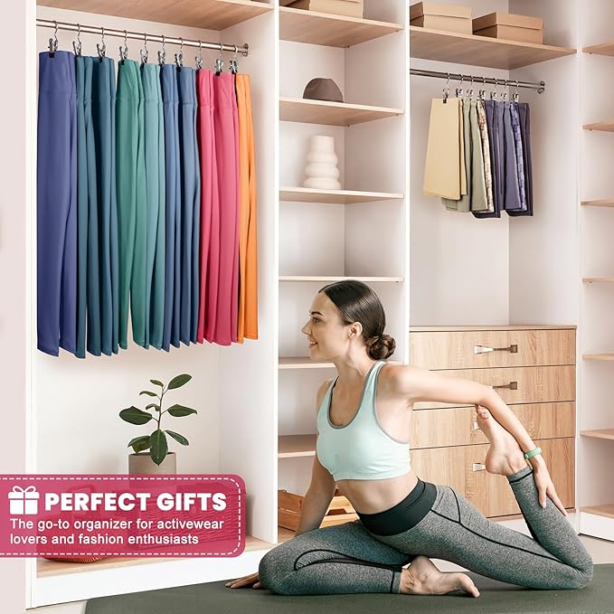 30 Pack Pants Hangers with Clip,Legging Organizer for Closet Hanging, Space Saving Yoga Pants Hangers Clip Hangers Closet Organization,Closet Organizers and Storage for Jeans,Shorts,Skirts,Hats