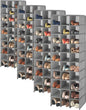 Whitmor 30 Sections Hanging Clothes Closet Organizer, Space Saving Breathable Fabric Shoe Storage for Bedroom, Laundry, Dorm, Crosshatch Gray (Pack of 4)