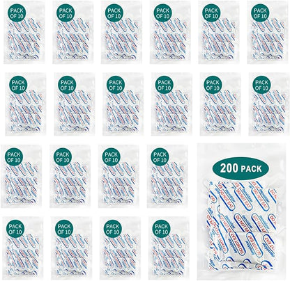 200 Packs 100CC Food Grade Oxygen Absorbers (10 Packs x 1 Vacuum Bag) Oxygen Absorbers for Food Storage, Oxygen Packets for Long Term Food Storage - O2 Absorbers for Food Grade
