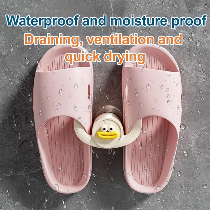 ANIS·KEAAR 2PCS 2026 Cartoon Duck-Mouth Slipper Hanger - No-Drill Wall-Mounted Storage Hook, High Load-Bearing, Detachable & Washable Slipper Organizer for Bathroom Entryway Home