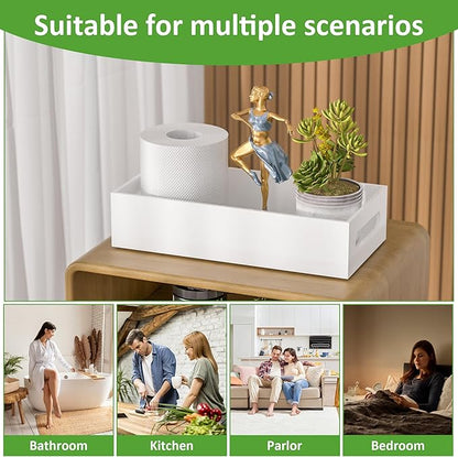 White Toilet Basket Tank Tray, Acrylic Bathroom Basket, Back of Toilet Organizer for Paper Storage, Anti-slip and Moisture-proof