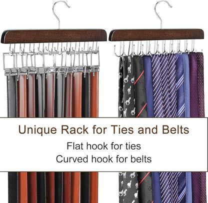 TOPIA HANGER 40 Hooks Belt Tie Hanger Space Saving for Closet, 2 in 1 Belt Ties Racks Max 60 Belts with 60 Ties Capacity, Curved with Flat Hooks for Belts,Ties,Bras,Closet Organizers and Storage CT70A