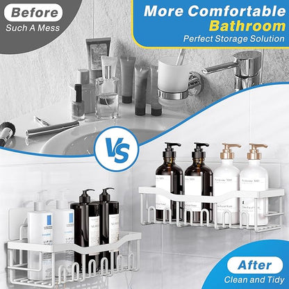 Shower Caddy 5 Pack,Adhesive Shower Organizer for Bathroom Storage&Home Decor&Kitchen,No Drilling,Large Capacity,Rustproof Stainless Steel Bathroom Organizer,Shower Shelves for Inside Shower-Larger