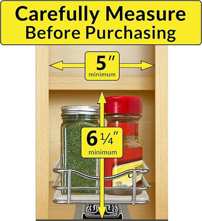 LYNK PROFESSIONAL® Pull Out Spice Organization for Cabinets - 4-3/8 inch Wide – Spice Rack for Inside Cabinets, Slide Out Spice Rack Organizer for cabinet – Pull Out Spice Rack, Sliding 1 Tier Chrome