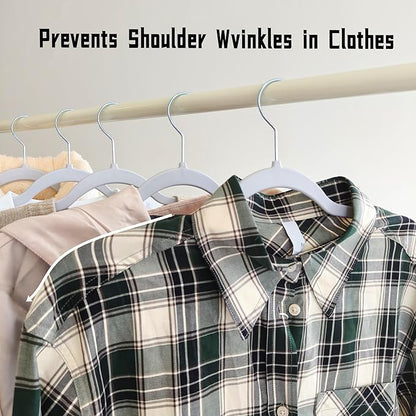 60 Pack Non Slip Hangers, Plastic Clothes Hangers 17.7 Inch - Space Saving Slim Hangers with 360° Swivel Hook for Adults, Anti-Slip Strips for Coat, Shirt, Pants (Gray, 60)