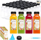 TOMNK 48pcs Juice Bottles, 12oz Reusable Plastic Juice Bottles with Caps and Labels, Funnel, Brush Beverage Containers for Juicing, Smoothies, Tea, Milk