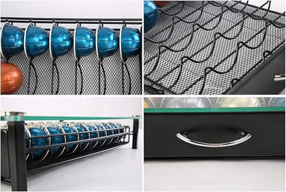 FlagShip for Nespresso Pod Holder Drawer Coffee Pod Organizer for Nespresso Capsule Holder Crystal Tempered Glass Storage Tray (40 Vertuo Pods Capacity)