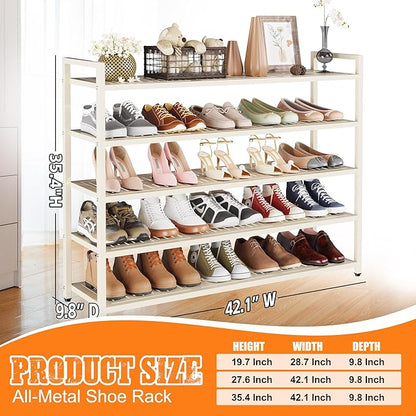 5-Tier Heavy Duty Metal Shoe Rack, 200 lbs Load Capacity Shoe Organizer with Reinforced Steel Tubes, No-Wobble Free Standing Shoe Shelf for Entryway, Closet, Bedroom, Dorm – Easy Assembly, Black