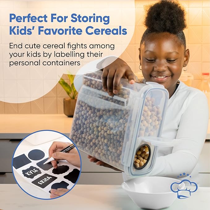 Set of Storage Box - Lunch Box, 8 Labels, Set of Spoons and Marker, Flour Box - BPA-Free Plastic Box (4 L) - Chef's Path (4)
