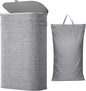 Lifewit Slim Laundry Basket with Lid, Narrow Large Laundry Hamper with Plastic Handles and Removable Bag, Tall Foldable Dirty Clothes Hampers for Laundry Room, Bedroom, Bathroom, Dorm, 65L Gray