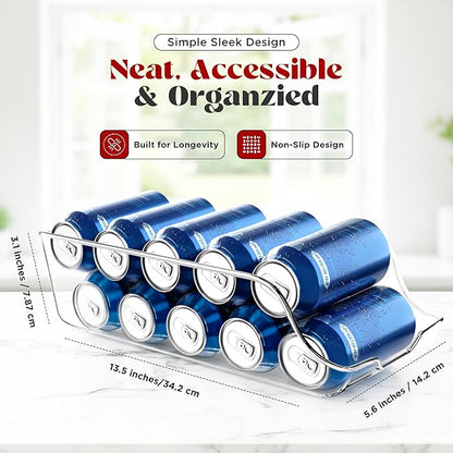 Utopia Kitchen Soda Can Organizer and Dispenser for Refrigerator/Pantry - Durable Can Storage Organizer Fridge & Kitchen Organization - (Clear, Set of 6)