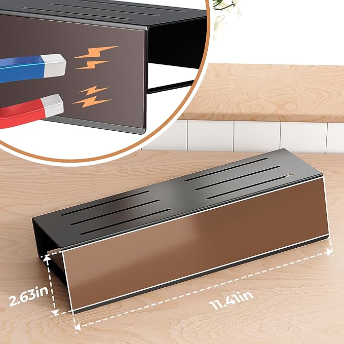 Vetacsion 4 Pack Moveable Fridge Magnetic Spice Racks,Metal Black