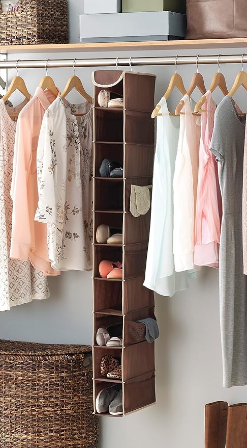 Whitmor Hanging Shoe Shelves - 10 Section - Closet Organizer - Java