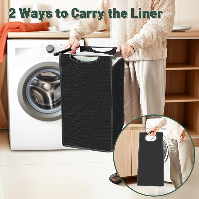 Sonharlar Laundry Hamper, Laundry Sorter with 2 Pull-Out Removable Oxford Fabric Bags Cloth Laundry Basket 2 x 10 Gallons (Charcoal Black)