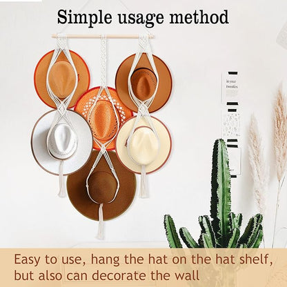 Bohemian Hat Holder Holds 6 Hats Macrame Hat Hanger It Can Be Given To Family And Friends 100% Natural Cotton