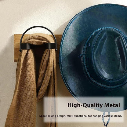 Cowboy Hat Holder (4-Pack) Heavy-Duty Metal Wall Mount Hooks for Display, Perfect Organizer for Cowboy Hat, Helmets, Towels & More - Modern Western Decor.