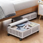 Bamboo Under Bed Storage Containers with Wheels, 2 Pack Under the Bed Shoe Storage Bins, Wood Rolling Underbed Drawers Organizer for Bedroom, Closet, Clothes Blanket Comforter and Under Crib Toy White