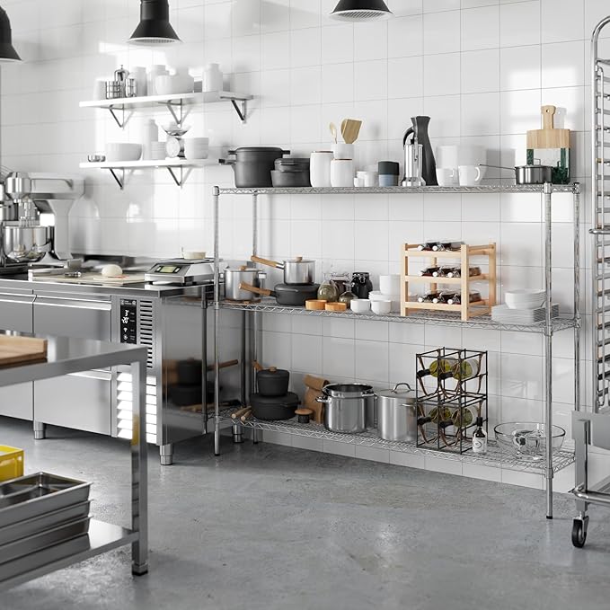 14" Deep x 72" Wide x 54" Height Wire Shelving Kit | 3-Tier | NSF Commercial Storage Rack Unit