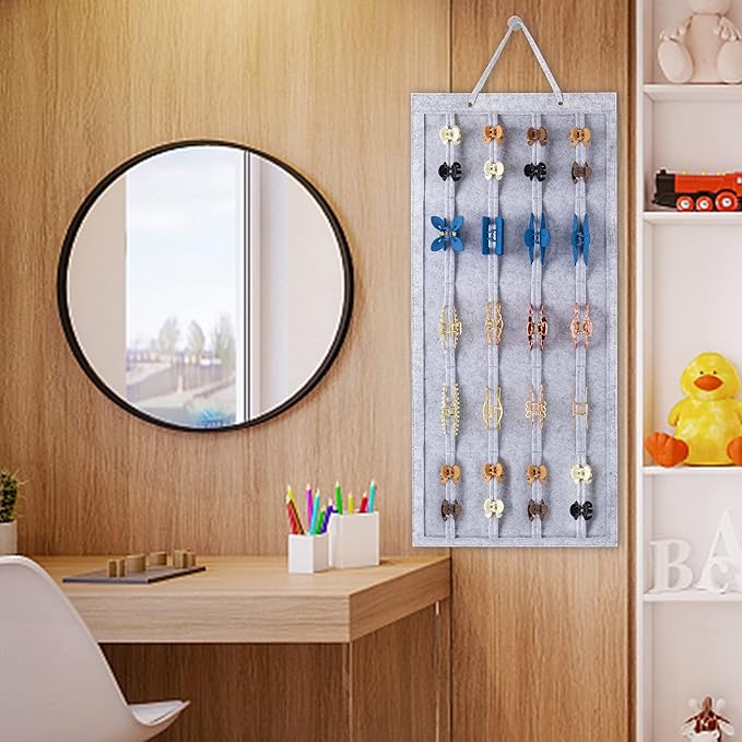 SMUK Large Hair Claw Clip Organizer Holder, Hanging Claw Clips Storage for Women Girls, Hair Clip Stand Holder for Wall, Door, Closet, Big Claw Clip Display for Teen Girls