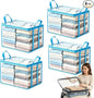 Large Heavy-Duty Thick Plastic Clear Storage Bag for Clothes, Plastic Storage Box with Hinged Lid, Heavy-Duty Durable High Capacity Organizer, Perfect for Home, Travel, Attic and Moving (4, Blue)
