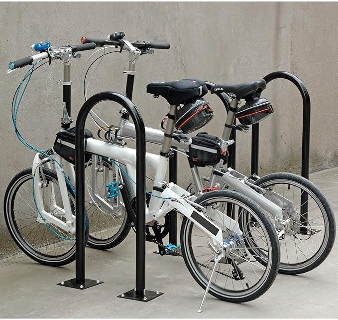 Global Industrial U-Rack Bike Rack, Flange Mount, 2-Bike Capacity, Steel Construction, Black Powder Coat Finish, Commercial Bike Rack for Stores, Parks and Schools