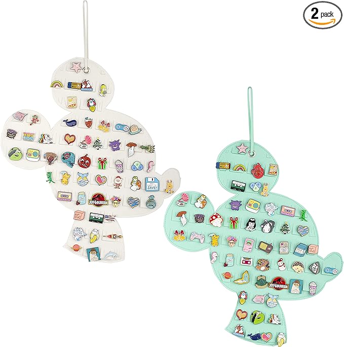 Hanging Brooch Pin Organizer Enamel Pin Display Cute Cartoon Shape Brooch Pin Display Storage Holder for Brooch Pin(Without Accessories ) (beige+green)