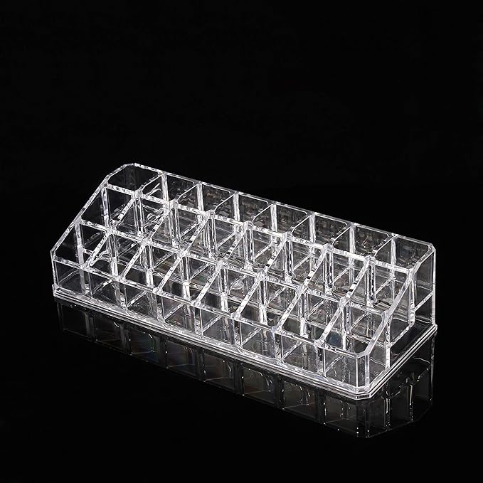 Clear Acrylic Lipstick Organizer for Cosmetic Make Up Holder Crystal 24 Sections A Style